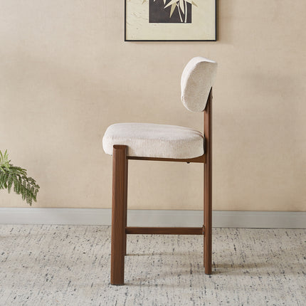 Barkruk Japandi beige Naomi walnoot