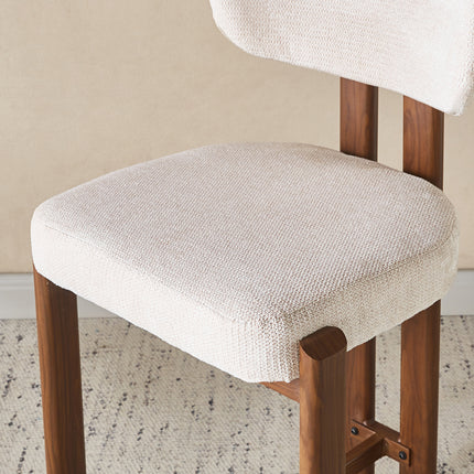 SET DEAL 4 stuks: Barkruk Japandi beige Naomi walnoot