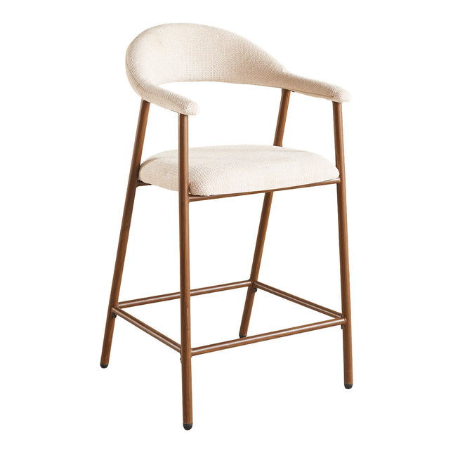 SET DEAL 4 stuks: Barkruk Japandi beige Mika walnoot