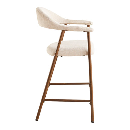 Barkruk Japandi beige Mika walnoot