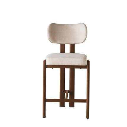 Barkruk Japandi beige Naomi walnoot