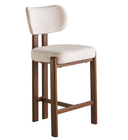 Barkruk Japandi beige Naomi walnoot