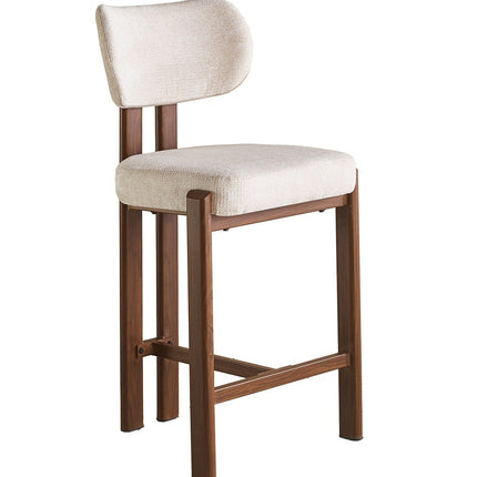 SET DEAL 4 stuks: Barkruk Japandi beige Naomi walnoot