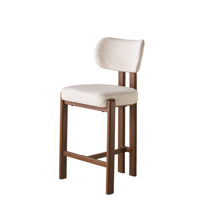 SET DEAL 4 stuks: Barkruk Japandi beige Naomi walnoot