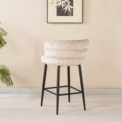SET DEAL 2 stuks: Barkruk Quinn taupe chenille