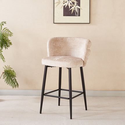 SET DEAL 2 stuks: Barkruk Quinn taupe chenille