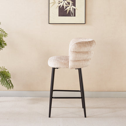 SET DEAL 2 stuks: Barkruk Quinn taupe chenille
