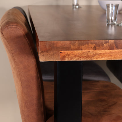 Barkruk cognac microvezel Anel met zwart onderstel