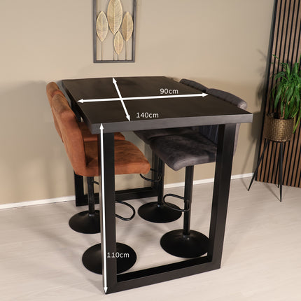 Bartafel 140cm mangohout zwart Pixie