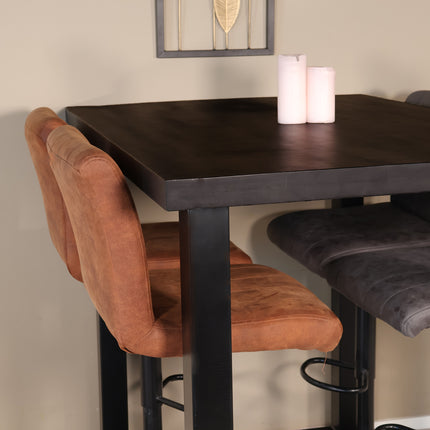 Barkruk cognac microvezel Anel met zwart onderstel