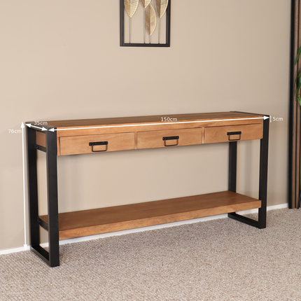 Bijzettafel 150cm mangohout Vera bruin