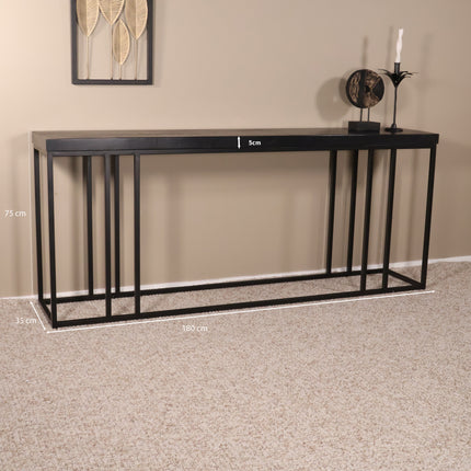 Bijzettafel 180cm mangohout Don zwart