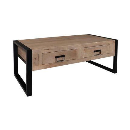 Salontafel rechthoekig met lades lichtbruin mangohout 120cm Kai