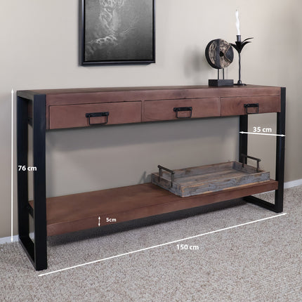 Bijzettafel 150cm mangohout Vera walnoot