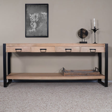 Bijzettafel 180cm mangohout Vera lichtbruin