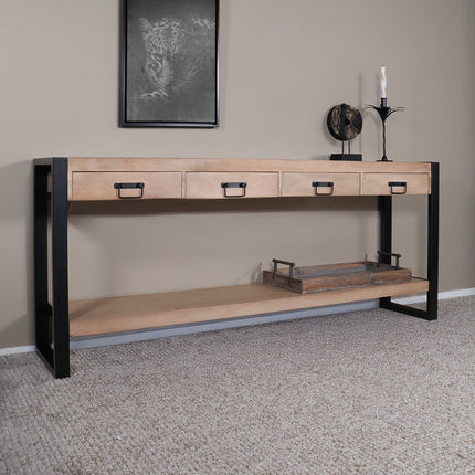Bijzettafel 180cm mangohout Vera lichtbruin