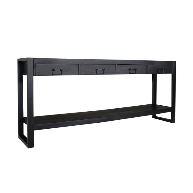 Bijzettafel 180cm mangohout Vera zwart