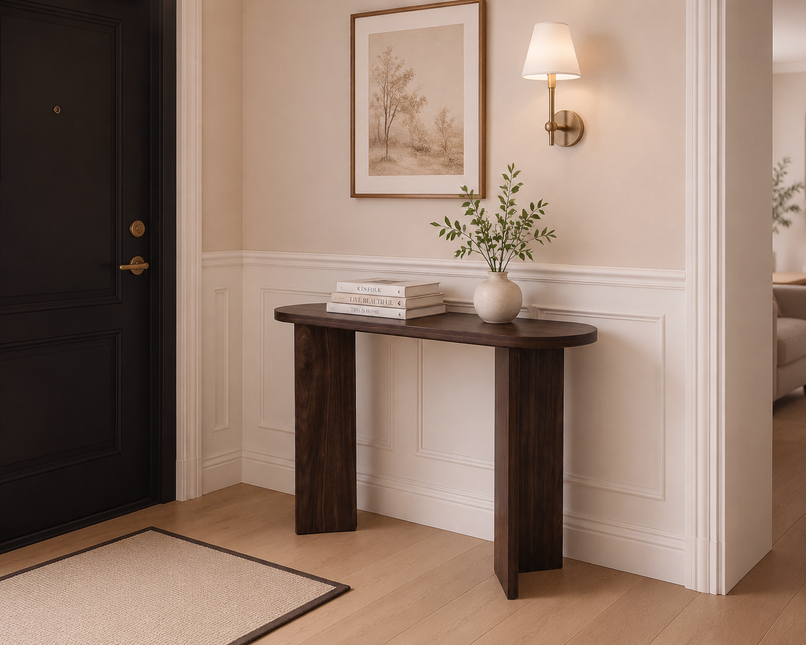 Bijzettafel Japandi ovaal bruin melamine 120cm Hano