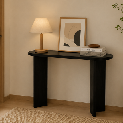 Bijzettafel Japandi ovaal zwart melamine 120cm Hano
