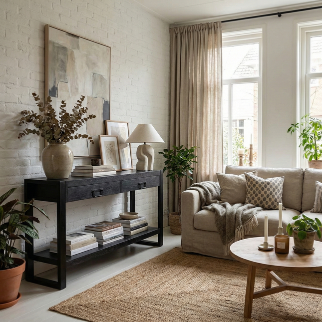 Bijzettafel 120cm mangohout Vera zwart