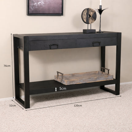 Bijzettafel 120cm mangohout Vera zwart