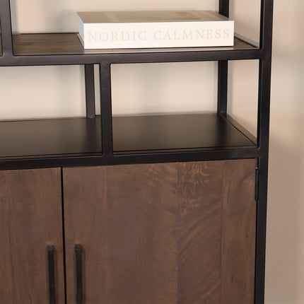 Boekenkast Sidney 188cm walnoot mangohout