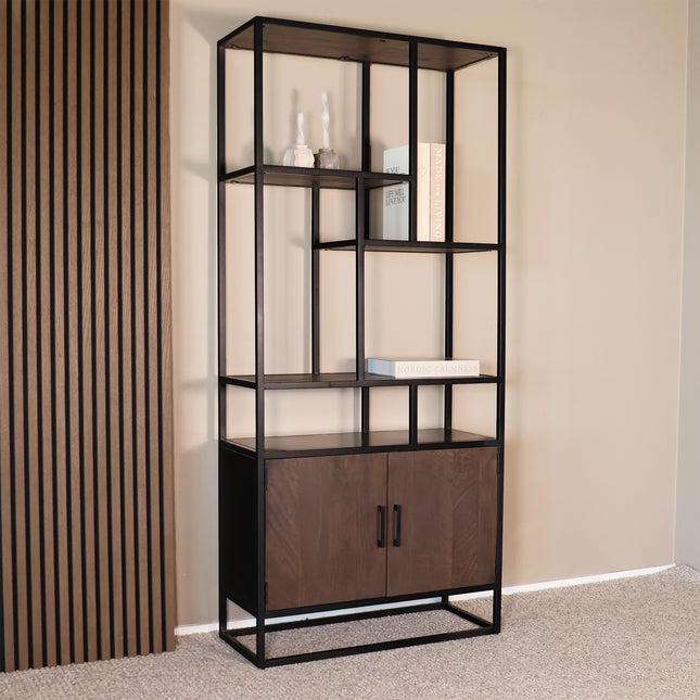 Boekenkast Sidney 188cm walnoot mangohout