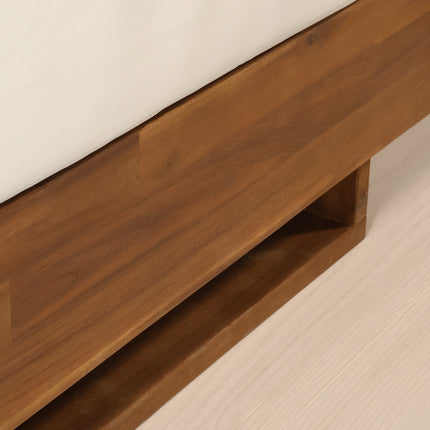 Loungebank tuin set Lahon wit acaciahout 250cm met tafel met kussen