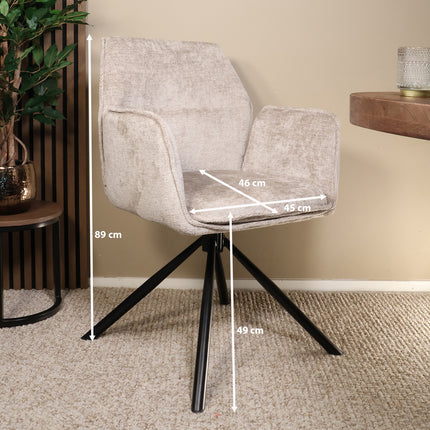 SET DEAL 4 stuks: Eetkamerstoel draaibaar Capri grijs chenille