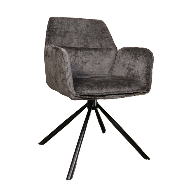 SET DEAL 4 stuks: Eetkamerstoel draaibaar Capri zwart chenille