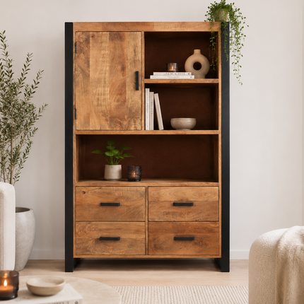 Mangohout kast 150cm bruin Dexie