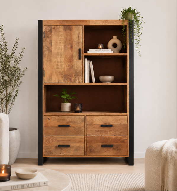 Mangohout kast 150cm bruin Dexie