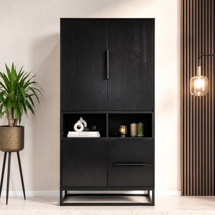Vakkenkast melamine zwart 185cm Madison