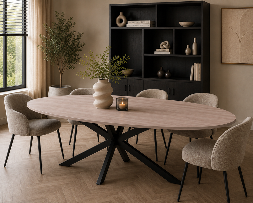 Eettafel Rato ovaal 240cm naturel MDF