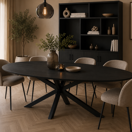 Eettafel Rato ovaal 260cm zwart MDF