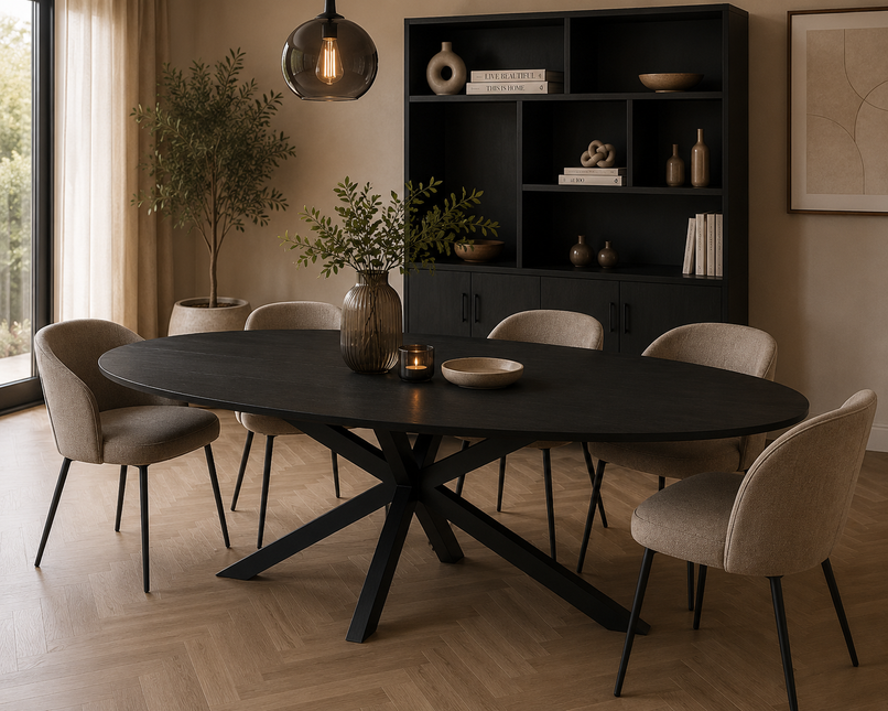 Eettafel Rato ovaal 260cm zwart MDF