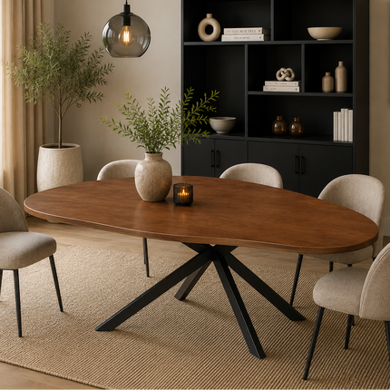 Eettafel organisch Jillian 160cm bruin eiken fineer