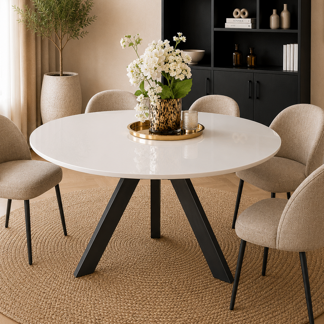 Eettafel Ronsi rond 120cm wit MDF