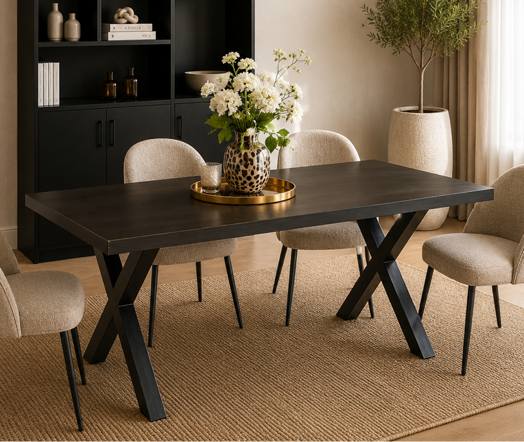 Eettafel Zeno rechthoekig 200cm zwart mangohout
