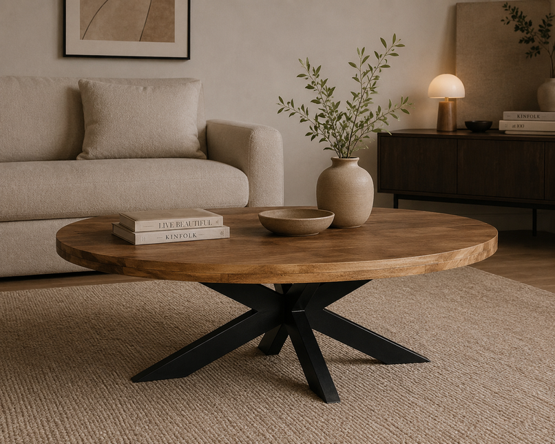 Salontafel ovaal lichtbruin mangohout 100cm Jimmy
