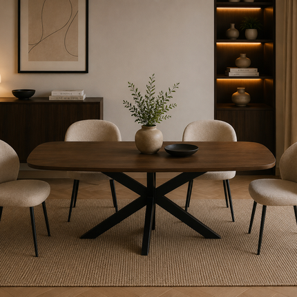 Eettafel Jordan deens ovaal 160cm walnoot mangohout