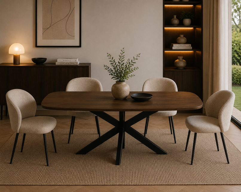 Eettafel Jordan deens ovaal 160cm walnoot mangohout