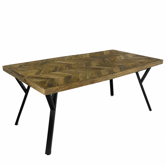 Eettafel Danae hongaarse punt 180cm bruin mangohout