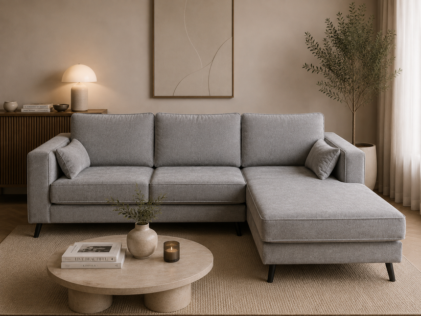 Hoekbank Hilde 270cm chenille grijs rechts