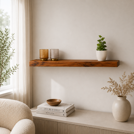 Wandplank bruin acaciahout 100cm Inge