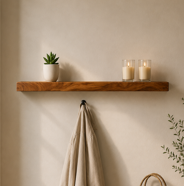 Wandplank bruin acaciahout 125cm Inge