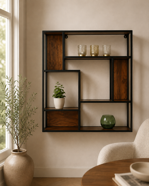 Wandrek vierkant bruin mangohout 75cm Emma