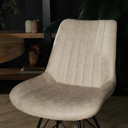 Eetkamerstoel beige microvezel Chesro