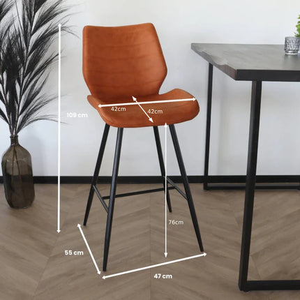 Barkruk Corinne cognac microvezel