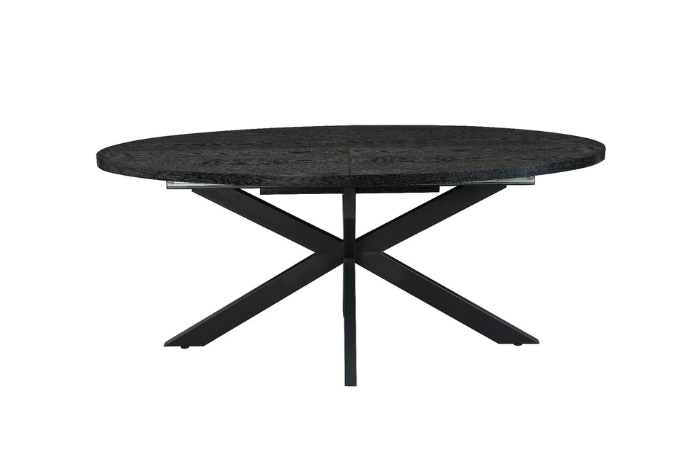 Uitschuifbare eettafel ovaal 180-240cm Liam zwart MDF